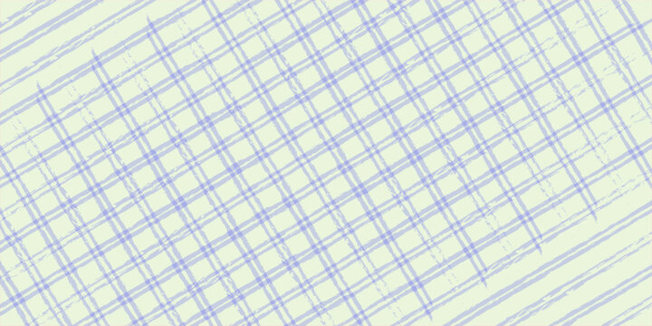 Seamless diagonal purple plaid vector background pattern with hand drawn grid brush lines for modern fashion fabric, pastel textile, stationery cover, and backdrop design