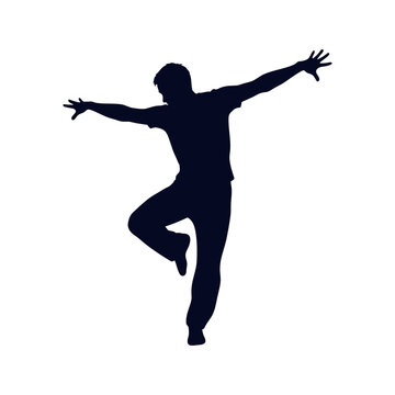 Breakdancer Freeze Pose Hip Hop Dance Vector Illustration