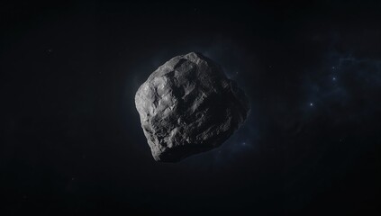 Asteroid Floating in Deep Space with Stars and Galactic Clouds © vxnaghiyev