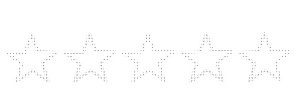 Five stars rating icon with halftone dot pattern