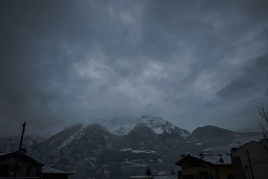 Snow-covered mountain landscapes of the Aosta Valley during the Christmas holidays