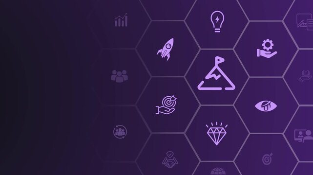 Mission, vision and values of business concept. Animation of business presentation. 4k video. 