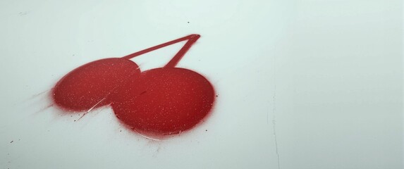 Red Cherry Graffiti on White Background with Spray Paint Texture © vxnaghiyev
