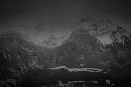 Snow-covered mountain landscapes of the Aosta Valley during the Christmas holidays