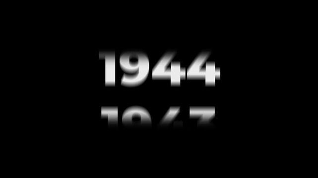 Reverse 91 year counter animation scrolling back from 2026 to 1935. White 3D text on black background. Going back in time flashback and history timeline motion graphics concept.