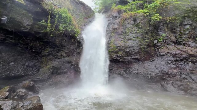Ahupe Valley waterfall in the lush Sahyadri during peak monsoon in stunning 4K.