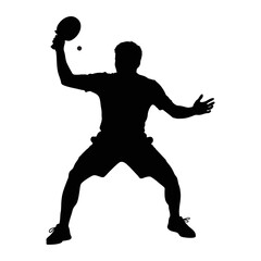 Obraz premium Table Tennis Player Silhouette Ping Pong Vector Illustration