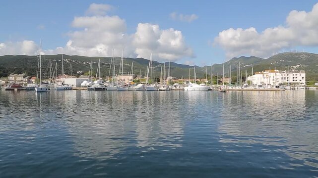 Sailing Yachts and Boats Moored at Macinaggio Marina in Cap Corse, Corsica