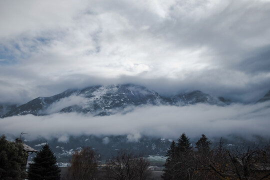 Snow-covered mountain landscapes of the Aosta Valley during the Christmas holidays