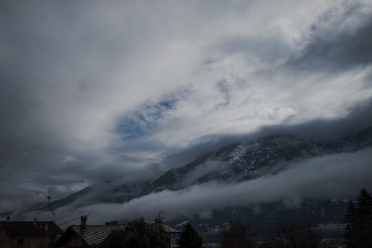 Snow-covered mountain landscapes of the Aosta Valley during the Christmas holidays