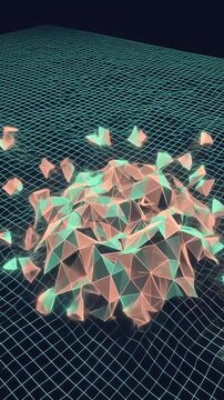 Futuristic Digital Landscape Featuring Glowing Geometric Polyhedral Clusters