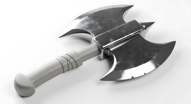 Double blade battle axe with metallic finish
