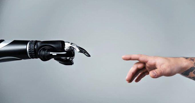 Human Hand and Robotic Arm Reaching Towards Each Other
