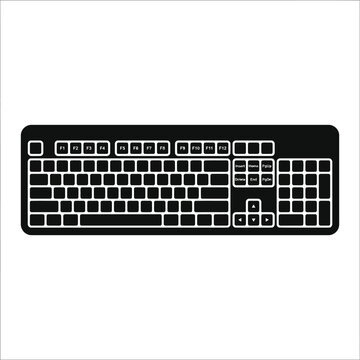 Black Computer Keyboard Silhouette Icon Vector Graphic.