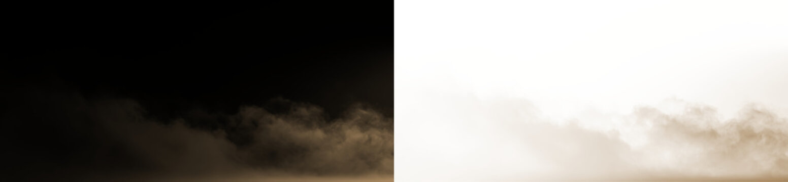 Dust cloud on a transparent background during a windy day near a desert location captures the movement of particles in the air