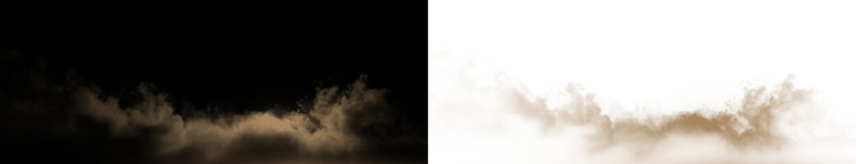 Brown clouds drift slowly on a transparent background during a quiet time of day with natural light © Liubov