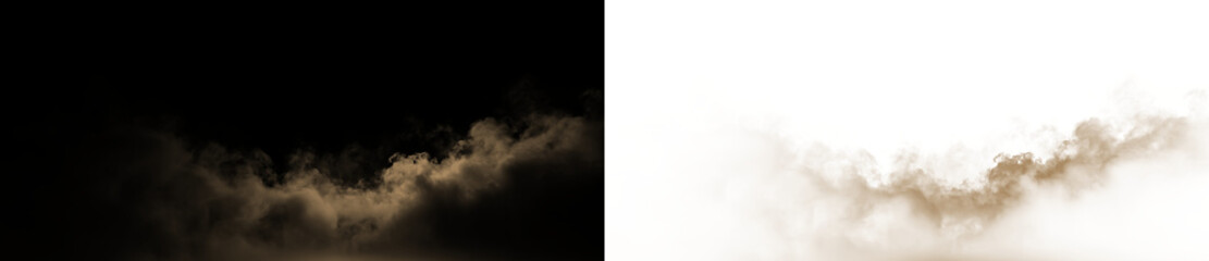 Dark brown smoke on a transparent background drifting in various directions © Liubov
