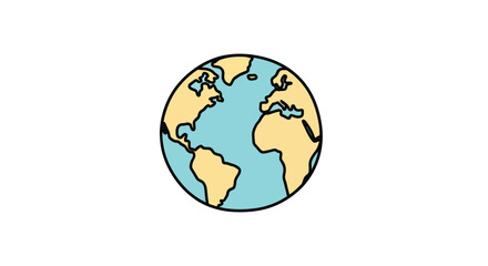 Fototapeta premium Earth globe icon showing continents in blue and yellow