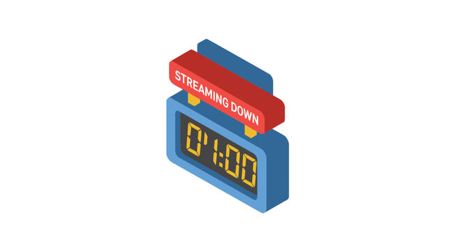 Isometric digital timer showing sixty seconds countdown