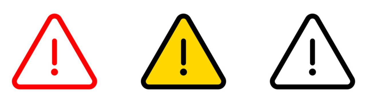 Warning and Caution Icon Collection. Danger, Alert and Safety Triangle Vector Symbols