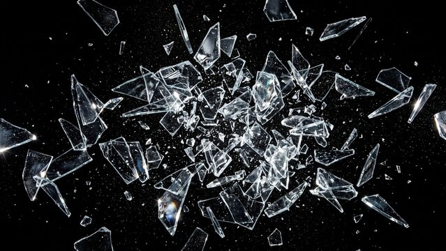Flying Shattered Glass Explosion 