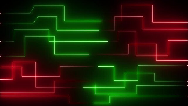 glowing res and green neon lines. simple logotype icon concept. Close-up of computer processors technology concept on  black background. ...