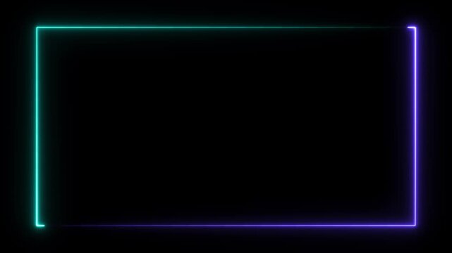 Glowing Neon Seamless loop animation rectangle frame. Animated borders frame loop animation on black background. 4k video