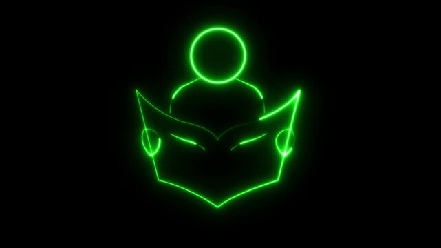 Abstract Glowing neon person reading book icon animation. isolated futuristic education, learning, knowledge, and study concept on black background. 4k video