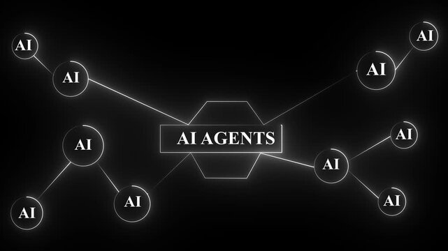 Multi function for Agentic AI technology motion background. Multi agent AI systems, Automate daily Tasks Smart AI solutions improve efficiency video,,,,