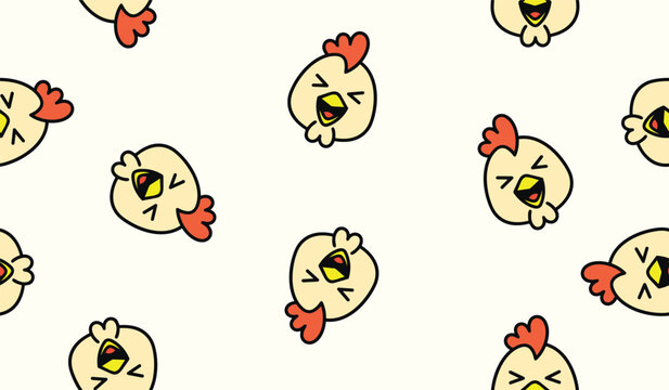 Cute chicken pattern background vector design
