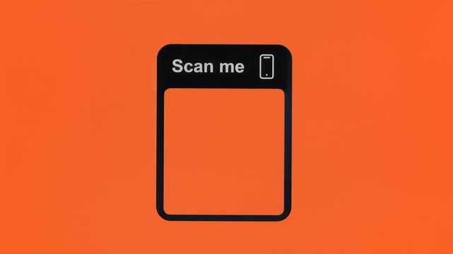 Modern QR code scan animation on vibrant orange background, seamless loop, symbolizing digital interaction and modern technology for advertising and marketing