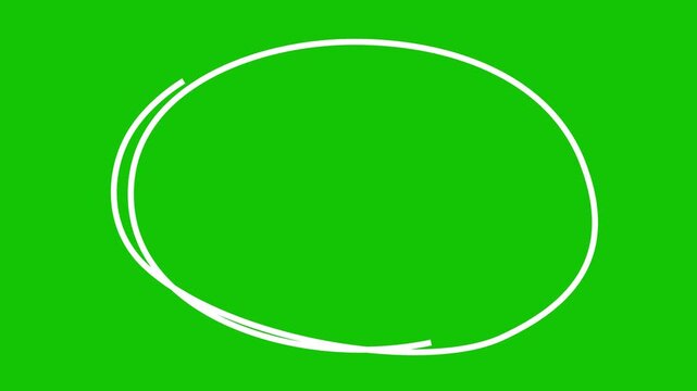 White Circle round animated marker hand drawn highlighter elements. Hand-drawn ovals animation, White marker animation with alpha channel. 4k highlighter icon