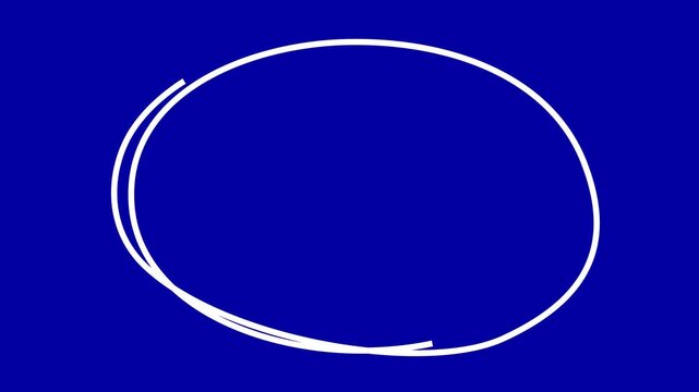 White Circle round animated marker hand drawn highlighter elements. Hand-drawn ovals animation, White marker animation with alpha channel. 4k highlighter icon