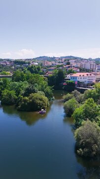 Establishing Shot of River Tamega, Amarante, Portugal