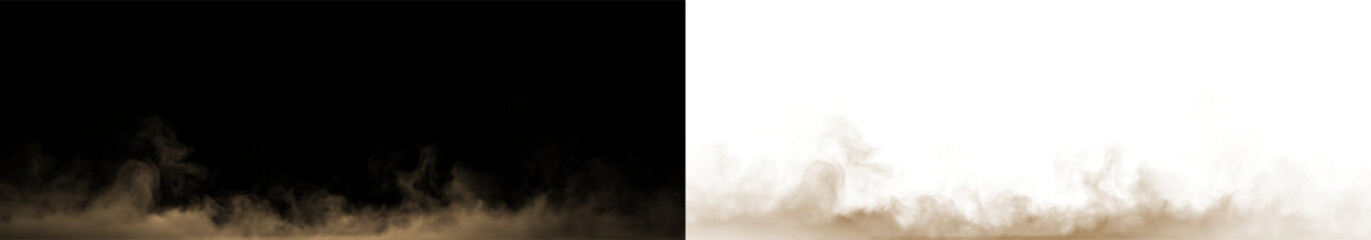 Fototapeta premium Brown fog blends into a transparent background during a quiet moment in a soft and muted landscape
