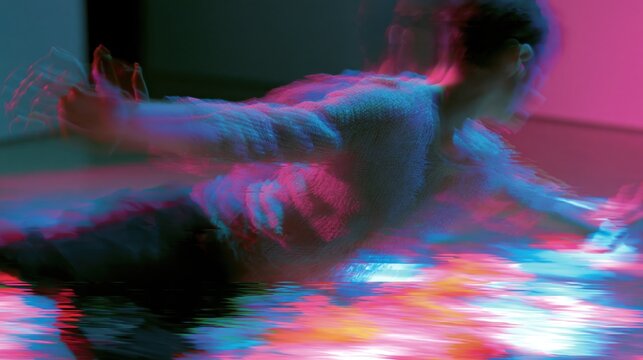 Datamosh Glitch Dancer Motion Blur Neon RGB Pixel Stream Vertical Portrait Experimental Art
