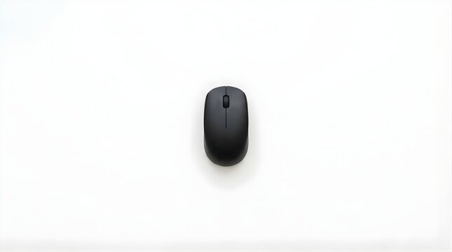 Modern black computer mouse isolated on a white background for office work
