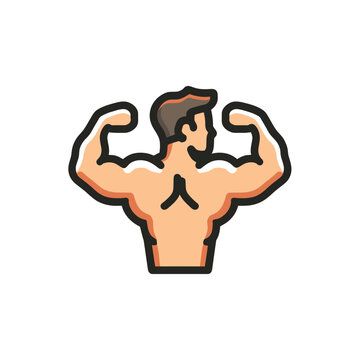Muscular Man Flexing Biceps Icon