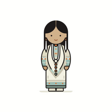 Native American Woman in Traditional Beaded Dress