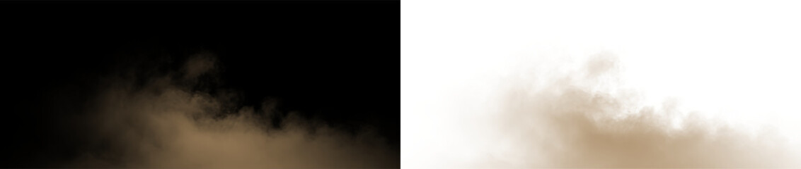 Fototapeta premium Cloud of brown dust on a transparent background with soft edges and flowing shape
