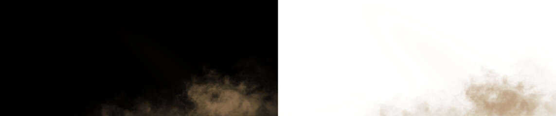 Fototapeta premium Brown smoke appears on a transparent background creating a soft and flowing pattern in the air over time