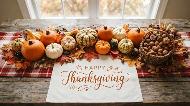 Festive thanksgiving background with pumpkins fall foliage perfect for holiday decorations