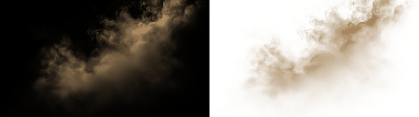 Fototapeta premium Brown smoke rises on a transparent background in a simple design with a soft texture and subtle flow