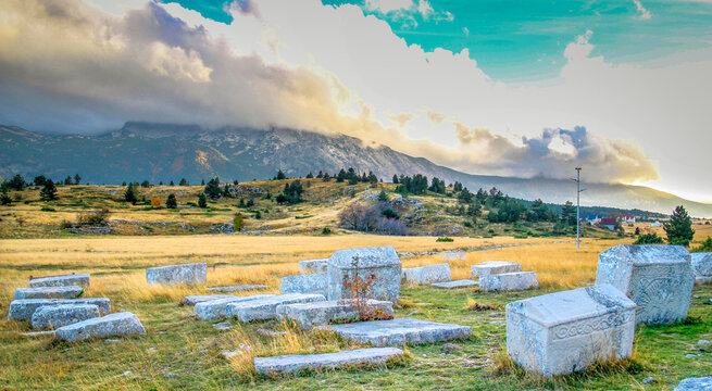 Dugo Polje Stecci Necropolis in Blidinje Nature Park Bosnia and Herzegovina UNESCO World Heritage Medieval Tombstones