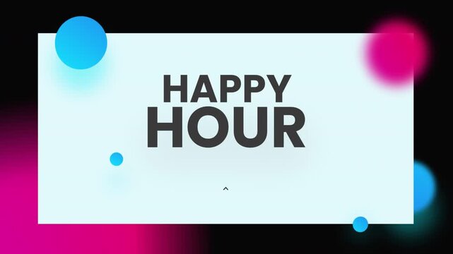 Happy Hour Promotional Motion Graphic With Vibrant Floating Elements And Text Animation