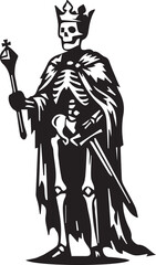 Obraz premium Skeleton king silhouette with crown and scepter vector
