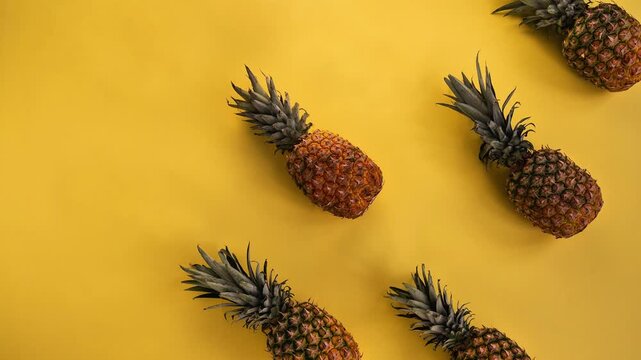 Tropical Pineapples Pattern on Bright Yellow Background