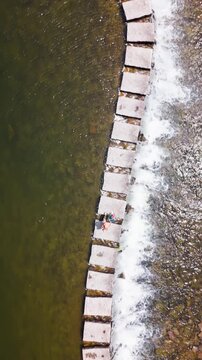 Top-Down View of Poldras Stepping Stones over, Amarante, Portugal