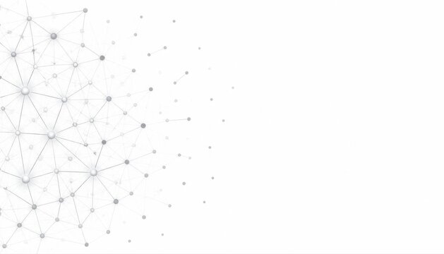 Abstract digital network connection with grey glowing nodes and lines on white background connection technology abstract communication background structure molecules internet