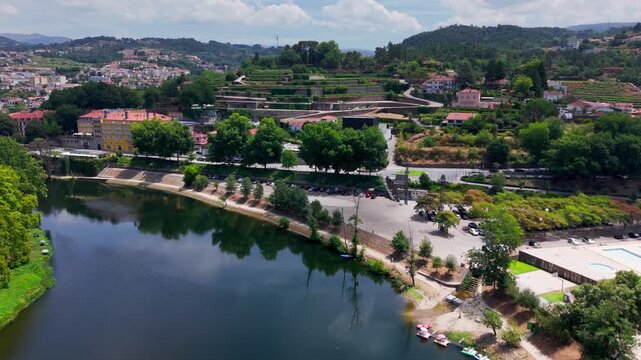 Aerial View of Amarante City and River Landscape, Amarante, Portugal
